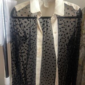 Chloe Black and Cream Blouse Elegant Top